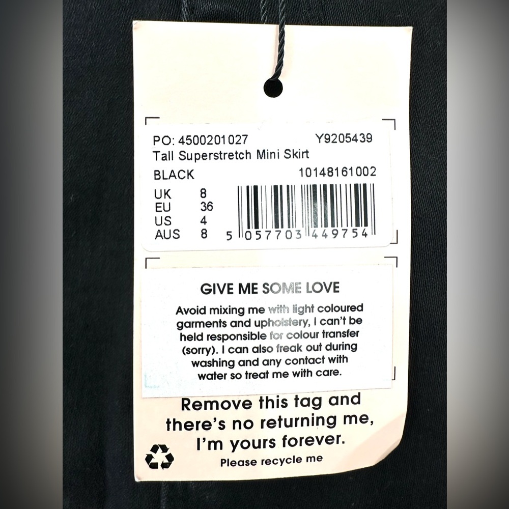 Missguided Women’s Size 4 TALL Black Denim Super Stretch Mini Skirt NWT 5-Pocket - Picture 5 of 9